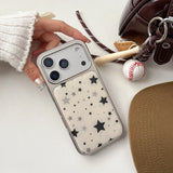 Luxury Star Pattern Five-pointed Stars Printed Plated Frame Phone Case for iPhone 16 15 14 17 Pro Max Shockproof Cover Funda