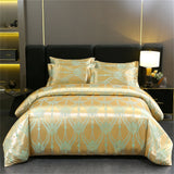 Luxury Satin Jacquard Duvet Cover Set Nordic Double Bed Quilt Cover Bedding Set Adlut Pillowcases Sheet Queen King Home Textiles