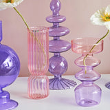 Lilac Glass Candlesticks Candle Holders Wedding Table Centerpieces Nordic Home Decoration Christmas Gift Glass Candle Holder