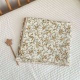 Baby Muslin Blanket 110X130cm Swaddle Blanket Gauze Thin Quilt Floral Print Double Layer Cotton Stroller Cover Kids Bedding