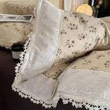 Korean Style Vintage Cherry Bedding Sets for Girls New Washed Cotton Duvet Cover With White Lace Trim Sheet Pillowcases