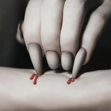 Halloween Press-On Nails Vampire Nails Almond Shape and Round Matte with Fangs Design Horror Halloween Nails for Women Girls Ha