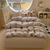 4pcs Duvet cover set (1*Duvet Cover + 2*Pillowcase, sheet) Butterfly knot yarn embroidery Bedding Set Soft Comfortable