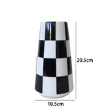 Minimalist Style Black And White Checkered Ceramic Flower Vase, Decorative Plant Pot For Home Bedroom, Living Room, Dining Table
