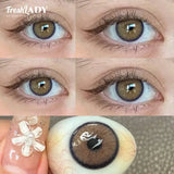 1 Pair Green Colored Contact Lenses Natural Brown Pupils Eyes Soft lenses Soft Contact Lenses 14.00mm Yearly Use