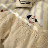 New lace washed cotton bed four-piece set Korean dormitory quilt cover student bed sheet three-piece set