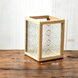 Begonia Glass Solid Wood Pen Holder Vintage Style Desktop Organizer Creative Stationery and Makeup Brush Storage Box