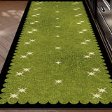 Non-slip Kitchen Rug Green Long Strip Runner Carpet Washable Waterproof PVC Leather Mat Home Decoration Rugs Alfombras De Cocina