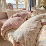 Class A washable small fresh printing four-piece set, student dormitory bed sheet three-piece set