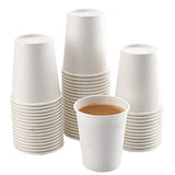 White Paper Cups - 50 Pack, 8 Oz Disposable, Hot Coffee and Water Cups