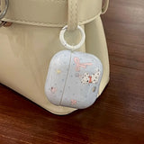 Cartoon cute dalmatian pink bow silicone earphone case for apple airpods 1 2 3 4 airpods pro 2 protection cover with keychain