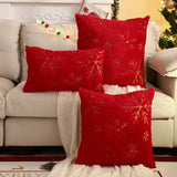 1 PC Christmas Throw Pillow Cover Plush Embroidery Snowflake Christmas Decoration Living Room