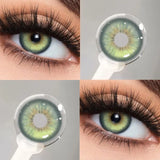 1 Pair New Green Color Contact Lenses for Eyes with Diopters 0~-8.00 Degree Brown Iris Lens Soft Natural Beauty Pupils