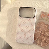 Full Screen Polka Dot Fold Love Heart Magnetic Holder Case for iPhone 13 14 15 16 17 Pro Max Air Shockproof Cover for Magsafe