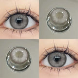 1Pair 0 to -8.00 Degree Colored Contact Lenses for Eyes with Diopters Grey Lenses Fashion Lens Soft Natural Beauty Pupil