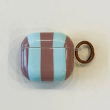 Cute Blue Stripe Imd Silicone Earphone Case With Keychain For Apple AirPods 1 2 3 4 Pro 2 Bluetooth Headphone Protection Cover