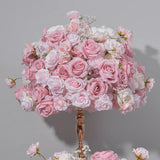 New Arrival Pink Artificial Flower Ball Floral Row Wedding Arch Backdrop Decor Flower Row Faux Flower Arrangement for Banquet