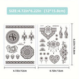 Black Henna Temporary Tattoos for Women Lace Flower Mehndi Sticker for Hand Fake Henna Tattoo Sticker Body Art Wedding Tatoo