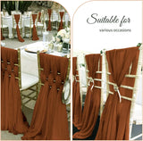 12Pcs Wedding Chair Sashes 7x108Inch Sheer Chiffon Chair Fabric Covers for Party Christmas Bridal Baby Shower Wedding Decoration