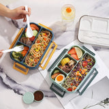 1300ml Plastic microwave oven Lunch box with Tableware for Office Workers Students Divided Bento Box Leakproof Food Container