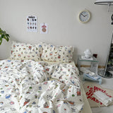 Floral Style Duvet Cover Pure Cotton Bed Cover Girls Soft Comforter Covers Set with Pillowcase King Size Quilt Cover Set