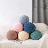 Hot Funny Plush Round Wool Cushion Living Room Decor Throw Pillow Solid Color Stuffed Sofa Pillow Office Waist Rest Throw Pillow