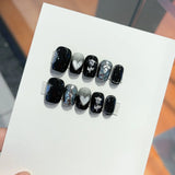 10Pcs Sweet Cool Coffin Handmade Press On Nails Full Cover Heart French Design Ballerina False Nails Wearable Manicure Nail Tips