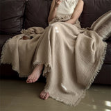 Soft Cotton Blankets Four Layers Gauze Sofa Cover Throw Blanket with Tassel Office Home Decorative Airplane All Season Drop Ship