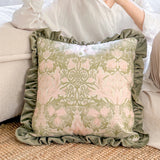 High End Home Ruffle Edge Pillow Cushion Bedroom Bedside Sofa Cushion Pillow Cover With Core Green And Pink Removable washable