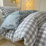 Japan Style Bedding Set Plaid Duvet Cover Set With Sheet Bedroom Decor Skin Friendly King Single Double Bedding Set Home Textile