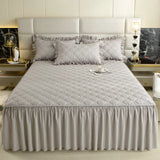 Thickened Bed Skirt Solid Color Bed Cover Quilted Mattress Protector покрывало Skin-friendly Bedspread (No Pillowcase)