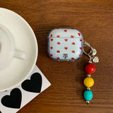 The Blue Background Is Red Heart + the Pendant Is Suitable for Apple for Airpodspro2 Case/For Airpodspro Case/For Airpods4 Case/For Airpods3 Case/For Airpods2 Case/Fashionable Women's Earphone Case/Simple Earphone Case