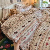 Class-A Pure Cotton Shell Edge Bedding Sets Ins Printing Bedclothes for Four Seasons Soft Skin-Friendly Home Textile for Adults