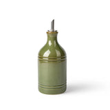 European Creative Retro Green Ceramic Olive Oil Bottle Stainless Steel Spout Kitchen Storage Supplies Seasoning Bottle