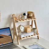 INS Wooden Double Layer Kitchen Shelf Foldable Home Storage Organization Table Shelf Room Accessories Spice Rack Holder