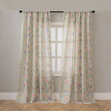New Semi-Sheer Blackout Curtains, Slub Linen Look Floral Print Rod Pocket Drapes for Living Room Bedroom, 1/2 Panels Ready Made