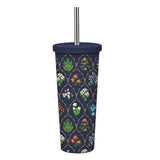 830ML Large Hole Thermos Cup With Straw And Pattern,Mug,Double Layer Stainless Steel Vacuum Flasks,Portable Insulated Water Cup