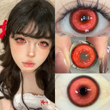 2PCS Halloween Cosplay Graduated Contact Lenses Anime Koi Silver Green Contact Lenses Red Pupils Lenses14.5mm Yearly