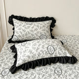 1 Pair Clip Cotton Pillow Cover with Lace 48cmx74cm Girls Use Pillowcases High-end Pillow Core Covers Household Use Bedding