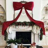 Ikeehome  Giant Velvet Christmas Tree Decoration Bow 70.8 Inches Xmas Tree Topper Bow Holiday Ornaments For Door Window Fireplace Garden