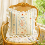 Korean Romantic Pillow Girl's Heart Washed Cotton Ruffled Cushion Cover Core Car Sofa Carto Rabbit Floral Pillow 45cmx45cm
