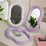 Nordic Style Vanity Mirror with Wave Frame INS Irregular Makeup Mirrors Table Desk Mirror for Bedroom Decorative Photoprops