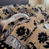Latest French Style Winter Thickened Milk Fleece 4pcs Bedding Sets Soft Luxury Warm Quilt Cover Sheet Pillowcases