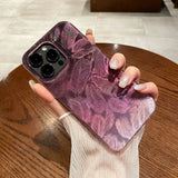 Fashion Glitter Gradient Purple Feather Transparent Shockproof Protection Case for iPhone 15 14 Pro 13 12 11 Pro Max Phone Cover