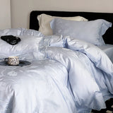 1000TC Lyocell Cotton Jacquard Embroidery Wide Edge Luxury Bedding Set Silky Duvet Cover Bed Sheet/Fitted Sheet Pillowcases 4Pcs