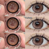 VisualClick Colored Contact Lens Nature Brown 2Pcs/Pair Year New Lenses with Myopia Degree Grade 0.00- 8.00 Soft Lens