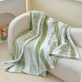 Thick Bed Blanket Office Sofa Nap Leisure Blanket Coral Velvet Warm Blanket Autumn Jacquard Striped Decorative Blanket