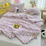 Korean Style Summer Cool Quilt For Girl Skin-friendly Washed Cotton Air Conditioning Quilt Breathable Soft Blanket Home Textiles
