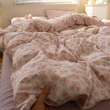 New Type A Aerobic Double Yarn Quilt Cover Knitted Cotton Printed Four-piece Duvet Set Skin Friendly Breathable Bedding