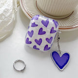 Pink Heart Girls Case for AirPods 4 Pro Shell Texture Earphone Protective Cover for Airpods 2 3 3rd Soft IMD Case with Keyring